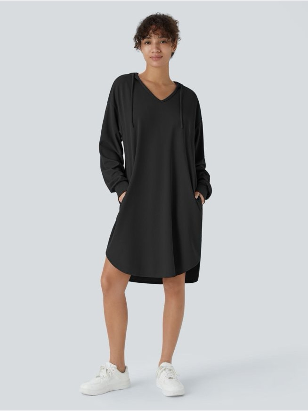 HALARA Navy V-Neck Long Sleeve Tunic Dress - Picture 3 of 9